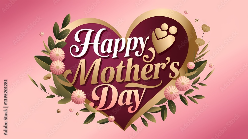 Elegant Happy Mother's Day greeting with glowing artistic typography floral details a heartwarming message in a high-resolution digital artwork perfect for celebration Mother's Day illustration design Elegant Happy Mother's Day greeting with glowing artistic typography floral details a heartwarming message in a high-resolution digital artwork perfect for celebration Mother's Day illustration design