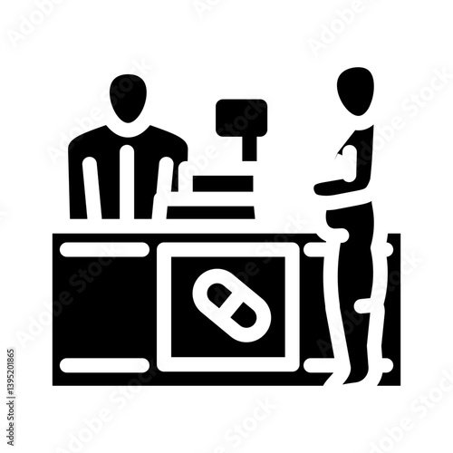 medication counseling pharmacist glyph icon vector illustration