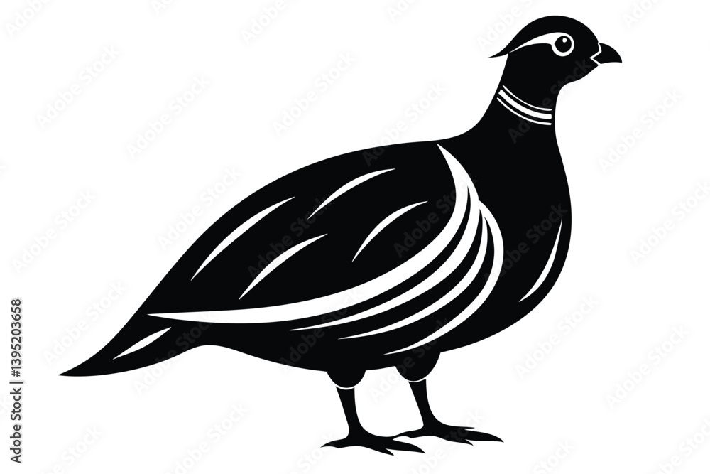Fototapeta premium Silhouette of Partridge Bird, Illustration, Black and White Design, Minimalist Style