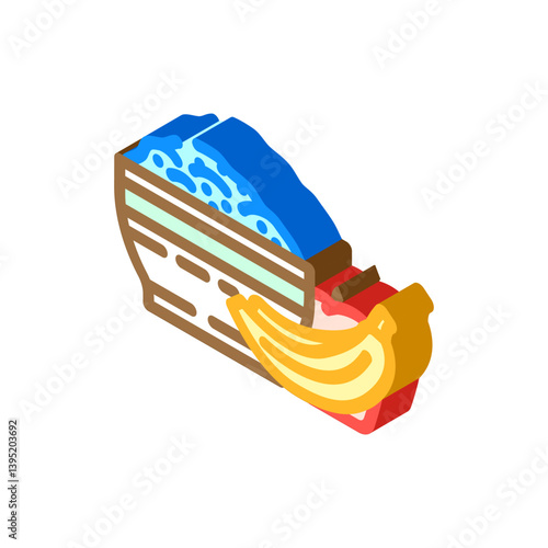 fiber rich food bananas rice diarrhea isometric icon vector illustration