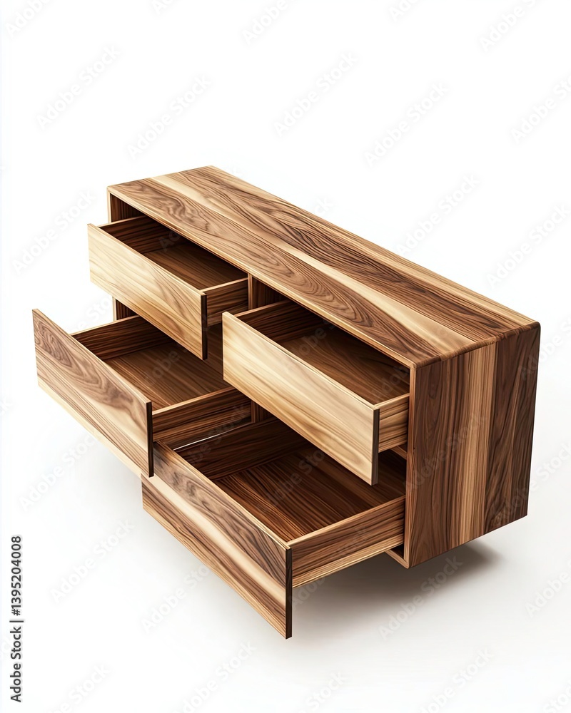 Isolated on solid white background, modern TV stand with drawers and open shelving, sleek and stylish entertainment unit Isolated on solid white background, modern TV stand with drawers and open shelving, sleek and stylish entertainment unit
