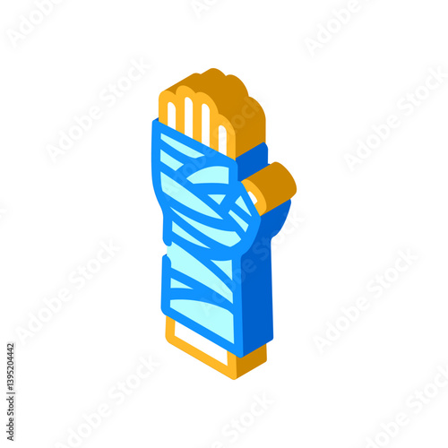 arm cast fracture injury isometric icon vector illustration