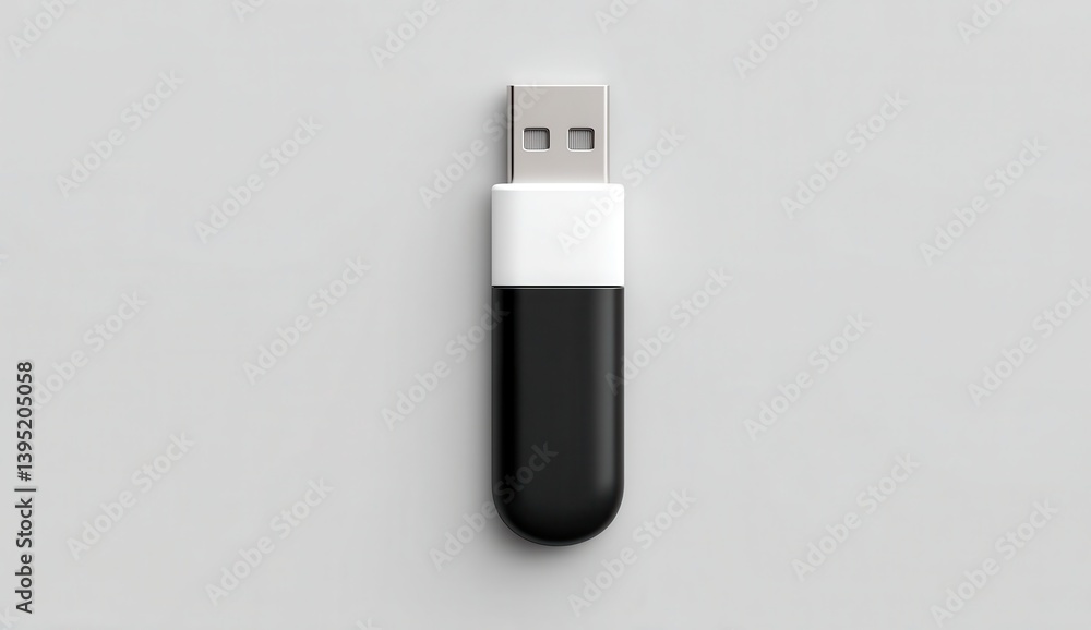 Modern USB flash drive on a gray background for technology needs Modern USB flash drive on a gray background for technology needs