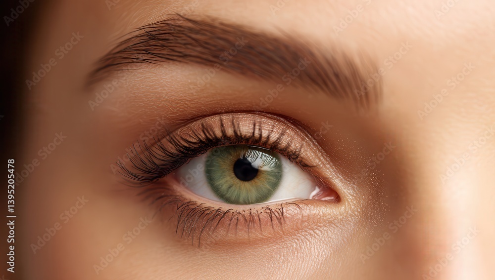 Obraz premium Close-Up Shot of Beautiful Green Eye with Natural Makeup and Detail