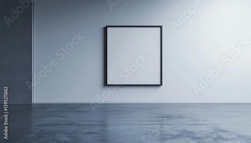 Contemporary wall mockup with a single large frame in a monochrome setting
