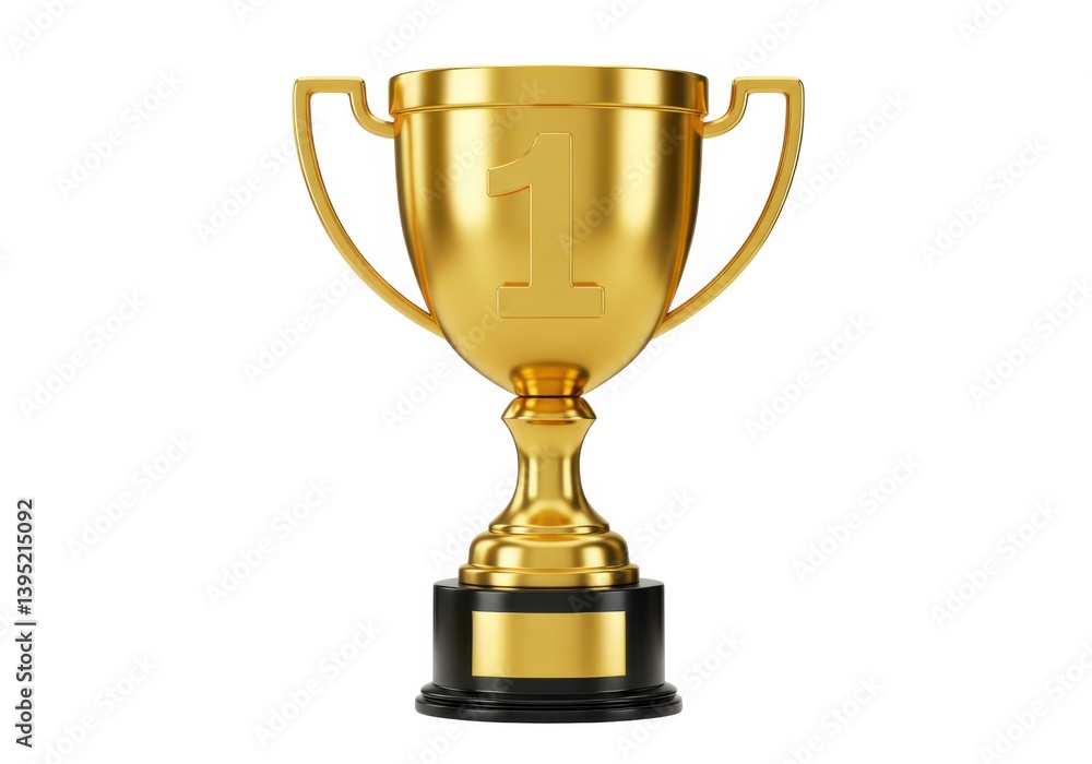 Golden trophy with number one Golden trophy with number one