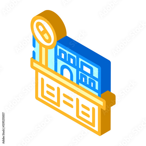 pharmacy counter pharmacist isometric icon vector illustration
