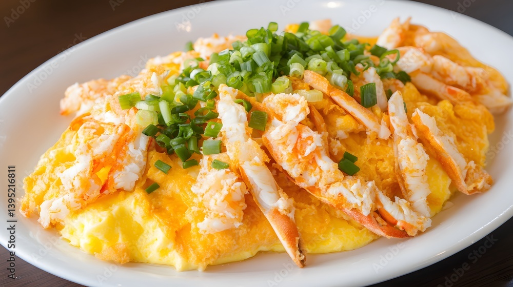 Delicious Crab Omelette with Spring Onions, A Culinary Delight Delicious Crab Omelette with Spring Onions, A Culinary Delight