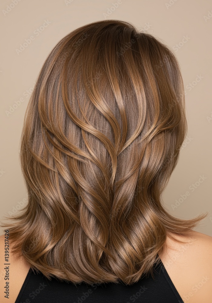 Stylish Wavy Hairstyle in Brown with Blonde Highlights From the Back Stylish Wavy Hairstyle in Brown with Blonde Highlights From the Back