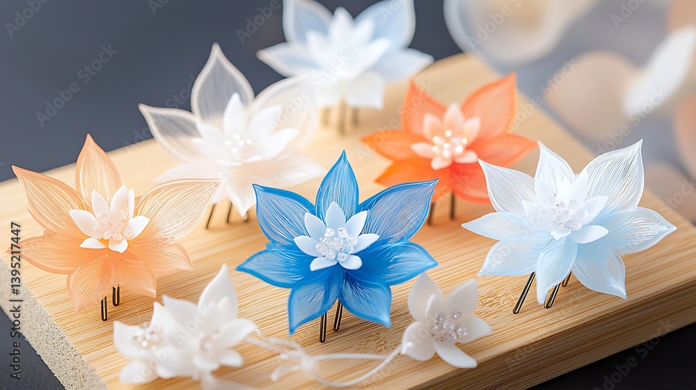 Colorful Flower Hairpins Display Colorful Flower Hairpins Display