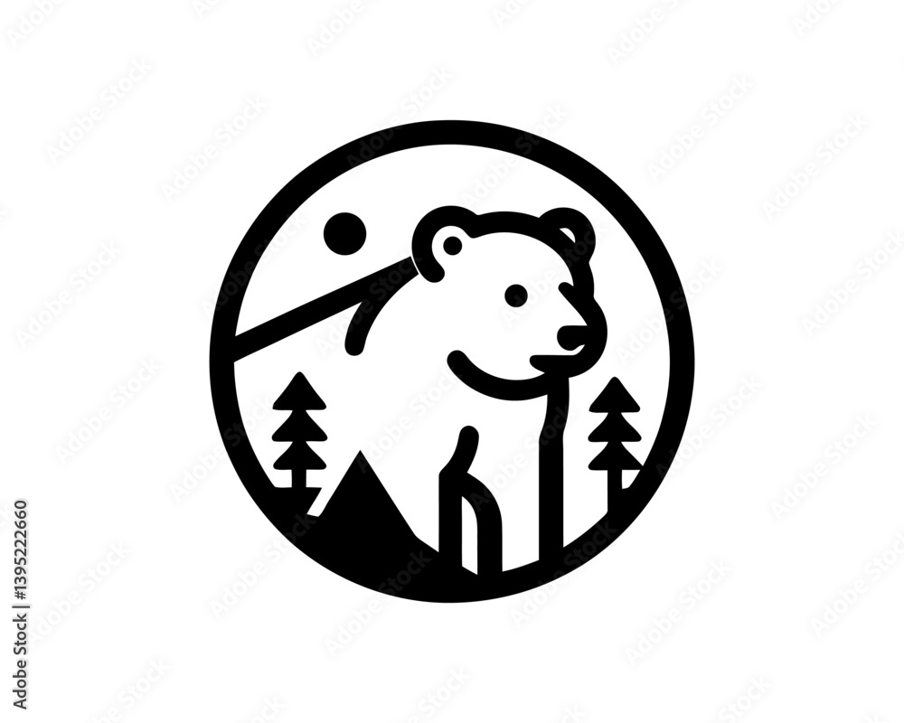 Fototapeta premium Flat design bear logo for modern business branding