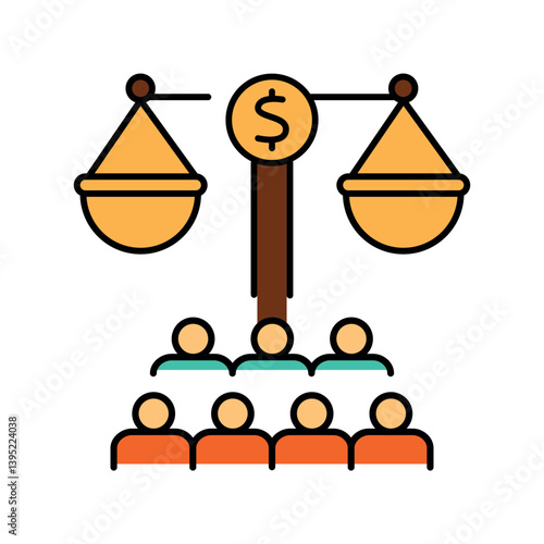Social justice color line icon for digital and print projects.