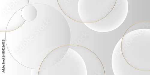 Transparent overlapping circles on a light background. sale product banner with a podium platform and round golden geometric shapes. vector illustration. graphic design Banner, Copy space Pattern web.