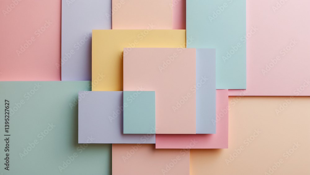 Fototapeta premium Pastel Geometric Paper Arrangement Creates A Modern Minimalist Abstract Background Composition