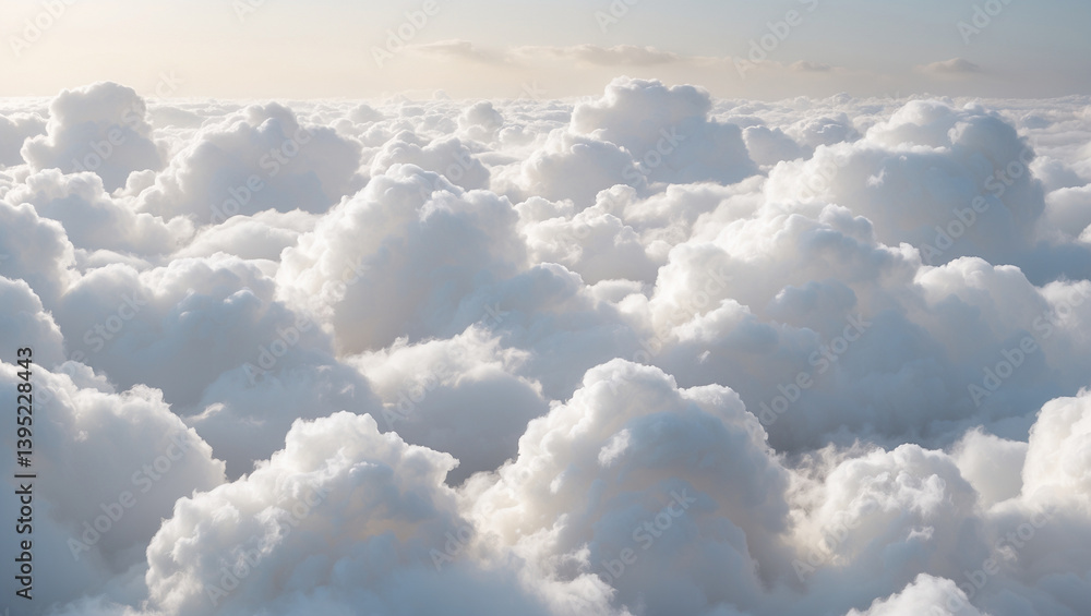 Aerial View Of Dense Cumulus Clouds Under Sunlight Sky Panorama Aerial View Of Dense Cumulus Clouds Under Sunlight Sky Panorama