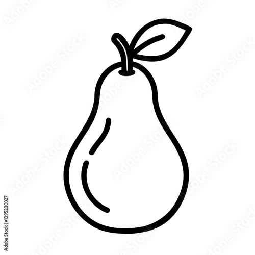 Pear illustration with leaf in minimalist black and white style  