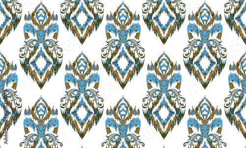 Motifs Ikat floral paisley embroidery floral. ikat ethnic Saree Sarong oriental pattern traditional.Ikat embroidery style abstract embroidery design for background,fabric,wrapping,clothing,wallpaper.