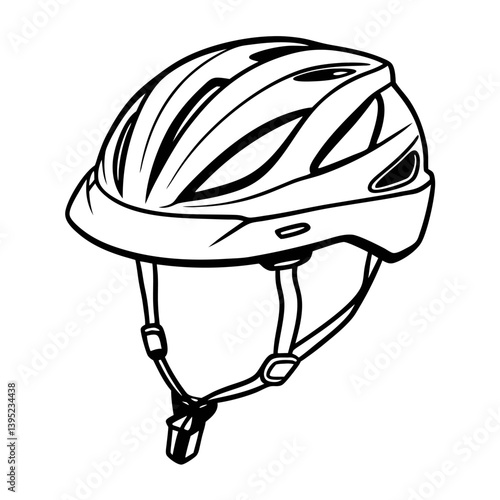 Cycling Helmet  Illustration Black and White Safety Gear Icon