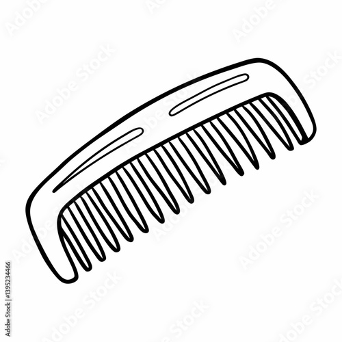 Simple Black and White Outline of a Comb for Hair Styling Illustrations