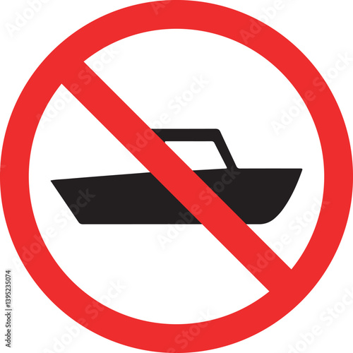 no boats allowed sign with red prohibition circle isolated on white background