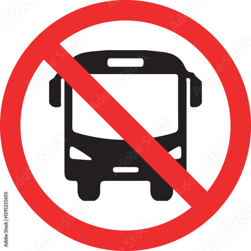 no buses allowed sign with red prohibition circle isolated on white background