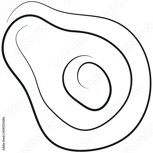 simple avocado icon drawn with one black line in line art style