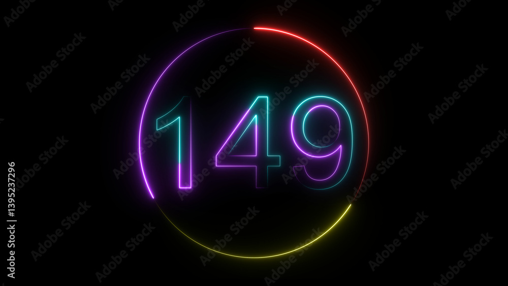 A glowing circular and neon number 149 illustration . on a black background. and creating a stunning illustration 4k illustration A glowing circular and neon number 149 illustration . on a black background. and creating a stunning illustration 4k illustration