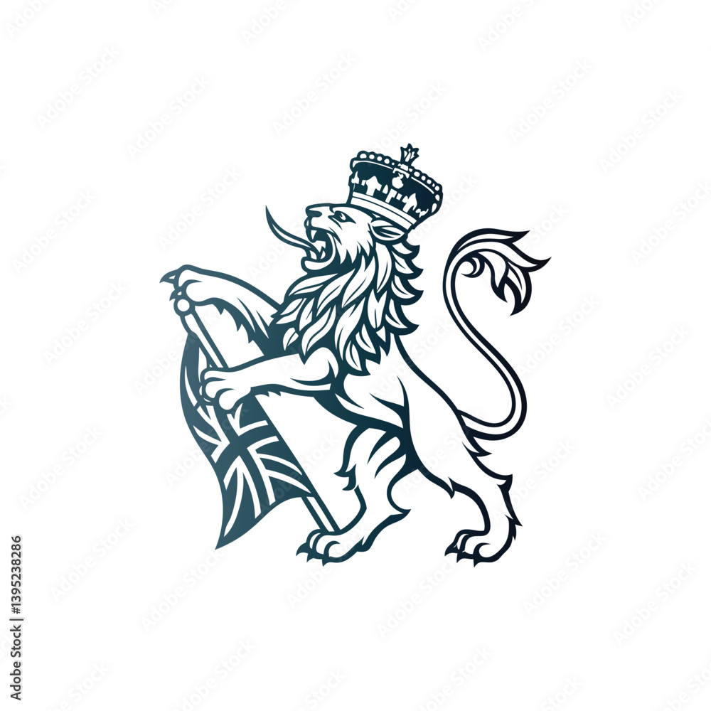 Fototapeta premium Crowned Lion Heraldic Logo Vector with Royal Crest Design for Luxury Branding