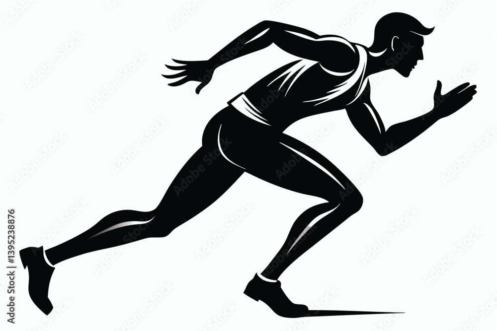 Dynamic Silhouette of Man Running, Athletic Build, Action Pose, Sport, Speed, Monochrome Art Dynamic Silhouette of Man Running, Athletic Build, Action Pose, Sport, Speed, Monochrome Art