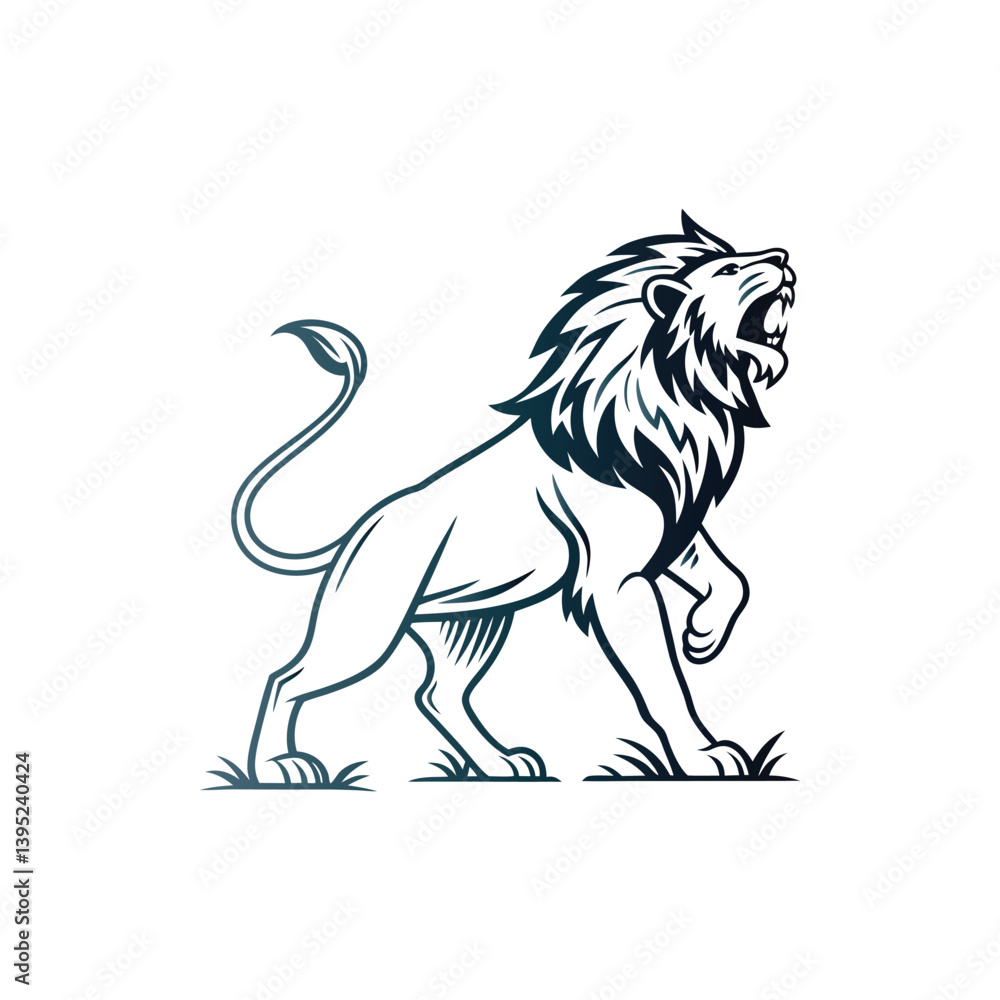 Obraz premium Minimalist Lion Outline Logo Vector with Sleek and Elegant Animal Symbol