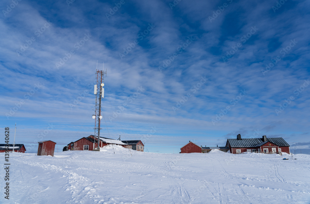 Blahammaren mountainstation in winter. Jandjandsfjallen, Sweden.