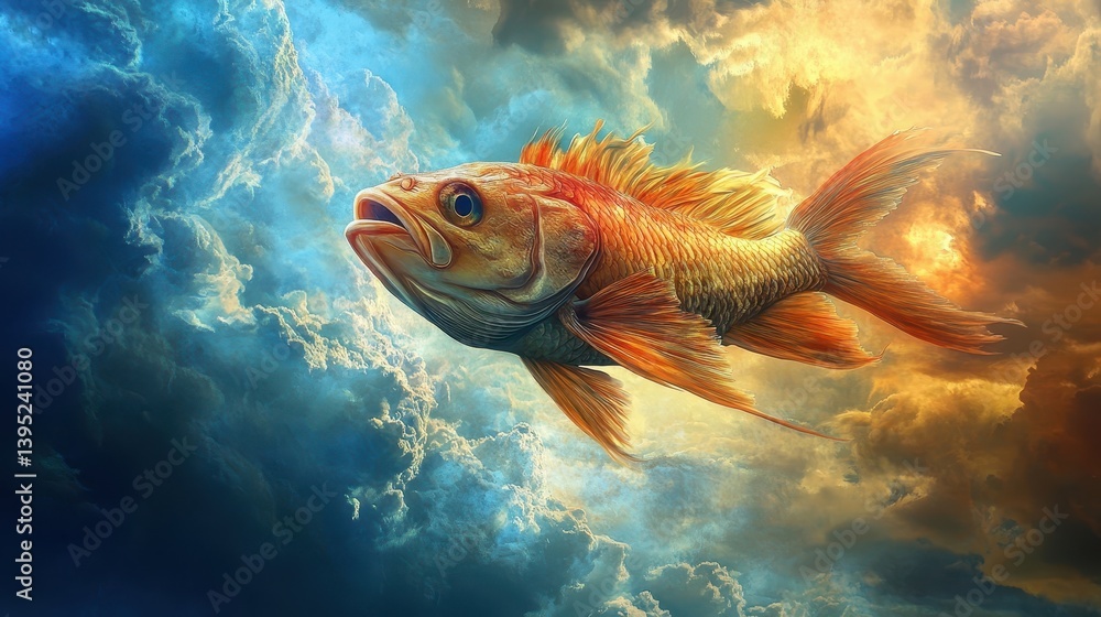 celestial fish soaring through clouds celestial fish soaring through clouds