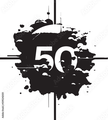 Minimalist Microsoft 50th Anniversary Artwork – Monochrome Design with Accent Color