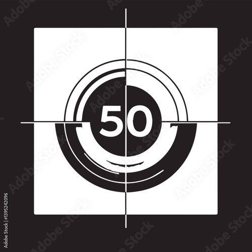 Minimalist Microsoft 50th Anniversary Artwork – Monochrome Design with Accent Color