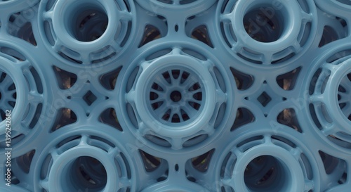 Abstract Blue Circular Pattern Background with Repeating Geometric Designs