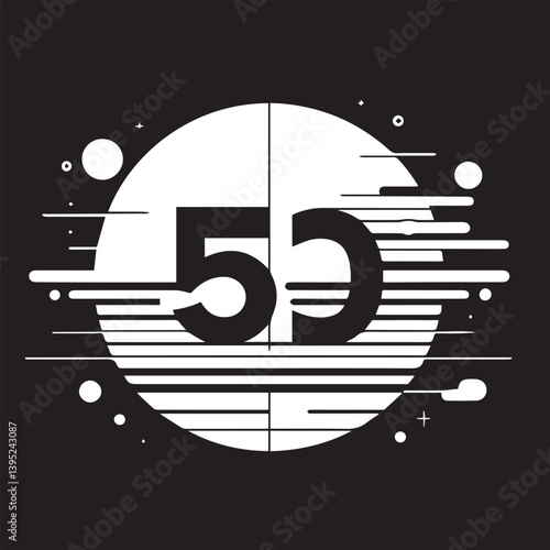 Minimalist Microsoft 50th Anniversary Artwork – Monochrome Design with Accent Color