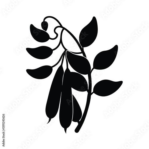 Green Peas Plant Silhouette vector art illustration 