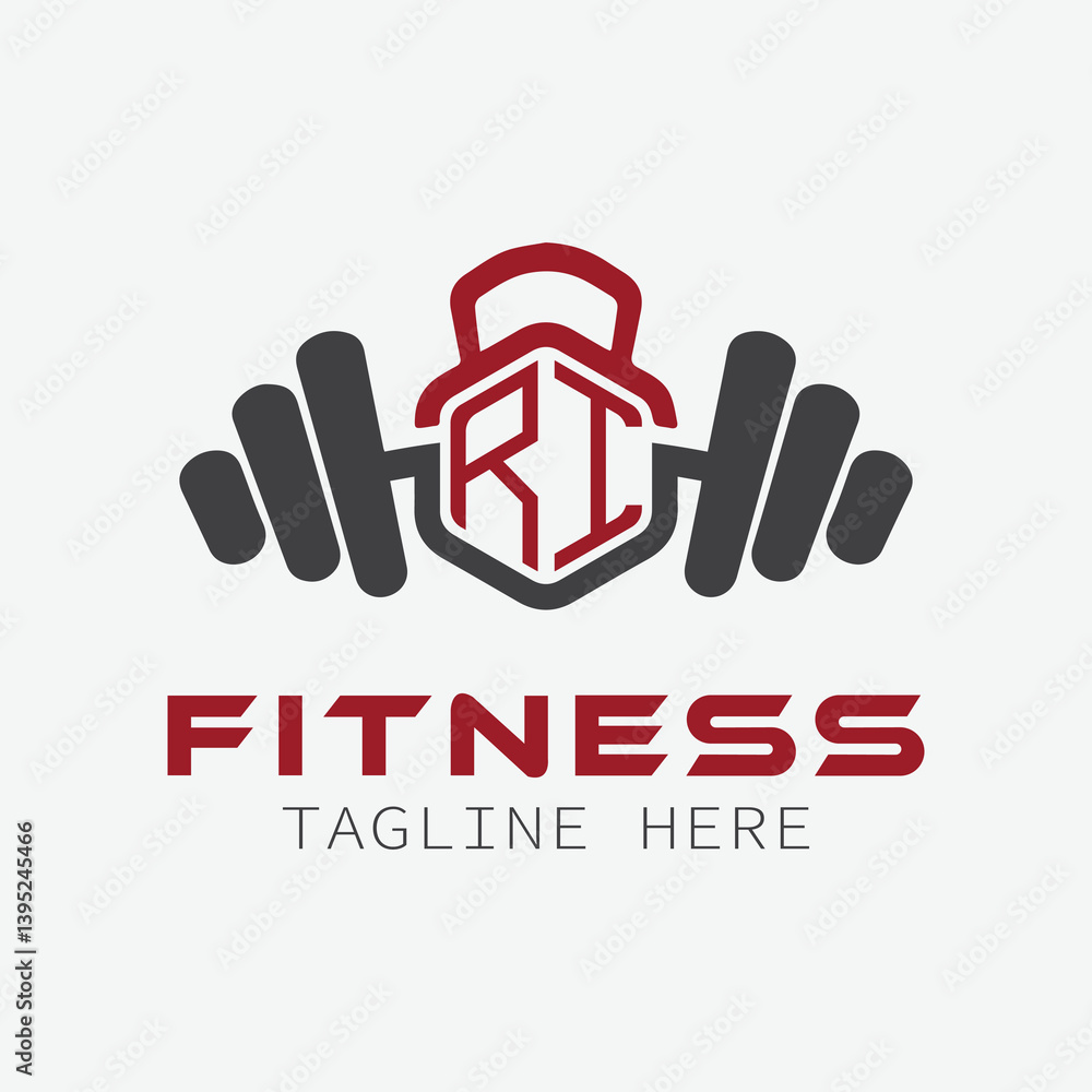 Fototapeta premium initial monogram for Fitness logo with Polygon style design