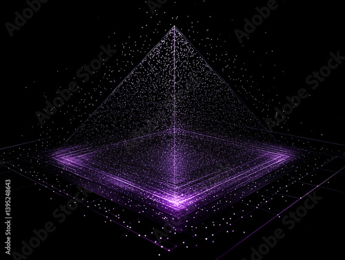 A Purple, Diamond-Shaped Structure Made Of Lines And Dots, Floating In Space Against A Black Background
