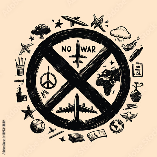 Hand drawn no war vector 