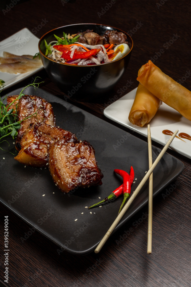 A set of Japanese dishes on the table