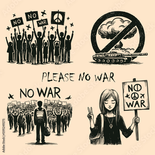Hand drawn no war vector 