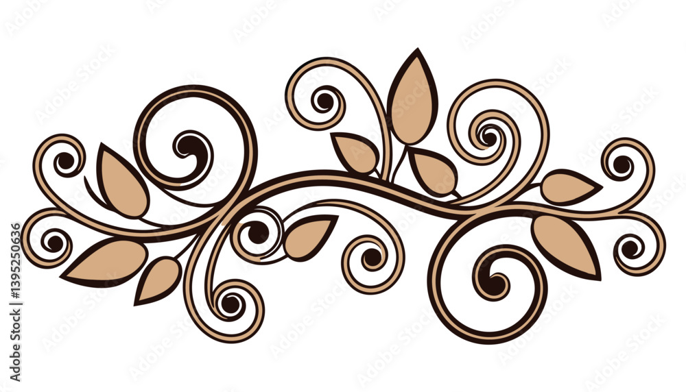 Abstract floral design element with swirling vector art of leaves and vintage flower ornaments. Abstract floral design element with swirling vector art of leaves and vintage flower ornaments.