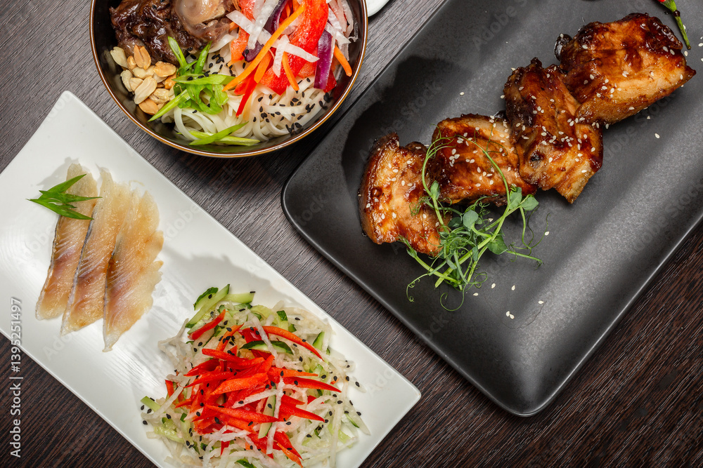 A set of Japanese dishes on the table