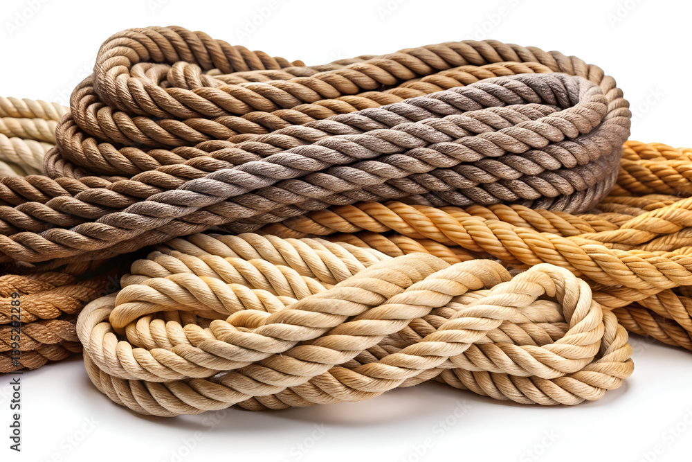 Fototapeta premium ropes different thickness set white