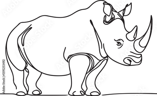 Creative Rhinoceros Line Drawing Artwork