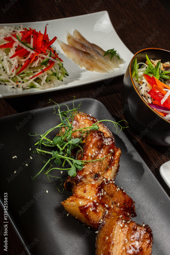 A set of Japanese dishes on the table