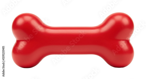 Bright red dog bone toy isolated on a clean background, ideal for pet playtime and training