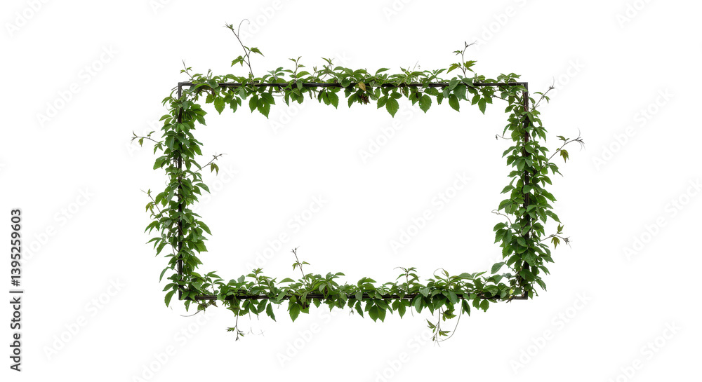 Lush green foliage framing an empty space, ideal for nature-themed designs or presentations Lush green foliage framing an empty space, ideal for nature-themed designs or presentations