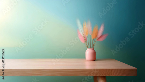 wooden table simple decoration for product display